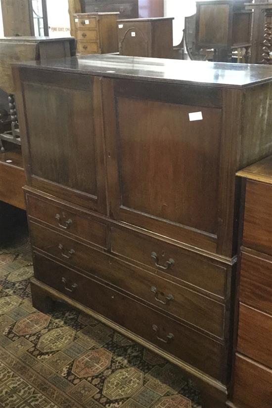 19C mahogany chest with cupboards above